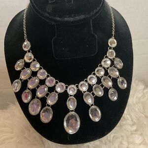 Chic clear Faceted clear stone  Bib Necklace